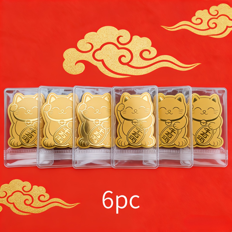 Tech Accessories For A Tablet - 6 Gold Lucky Cat Stickers -