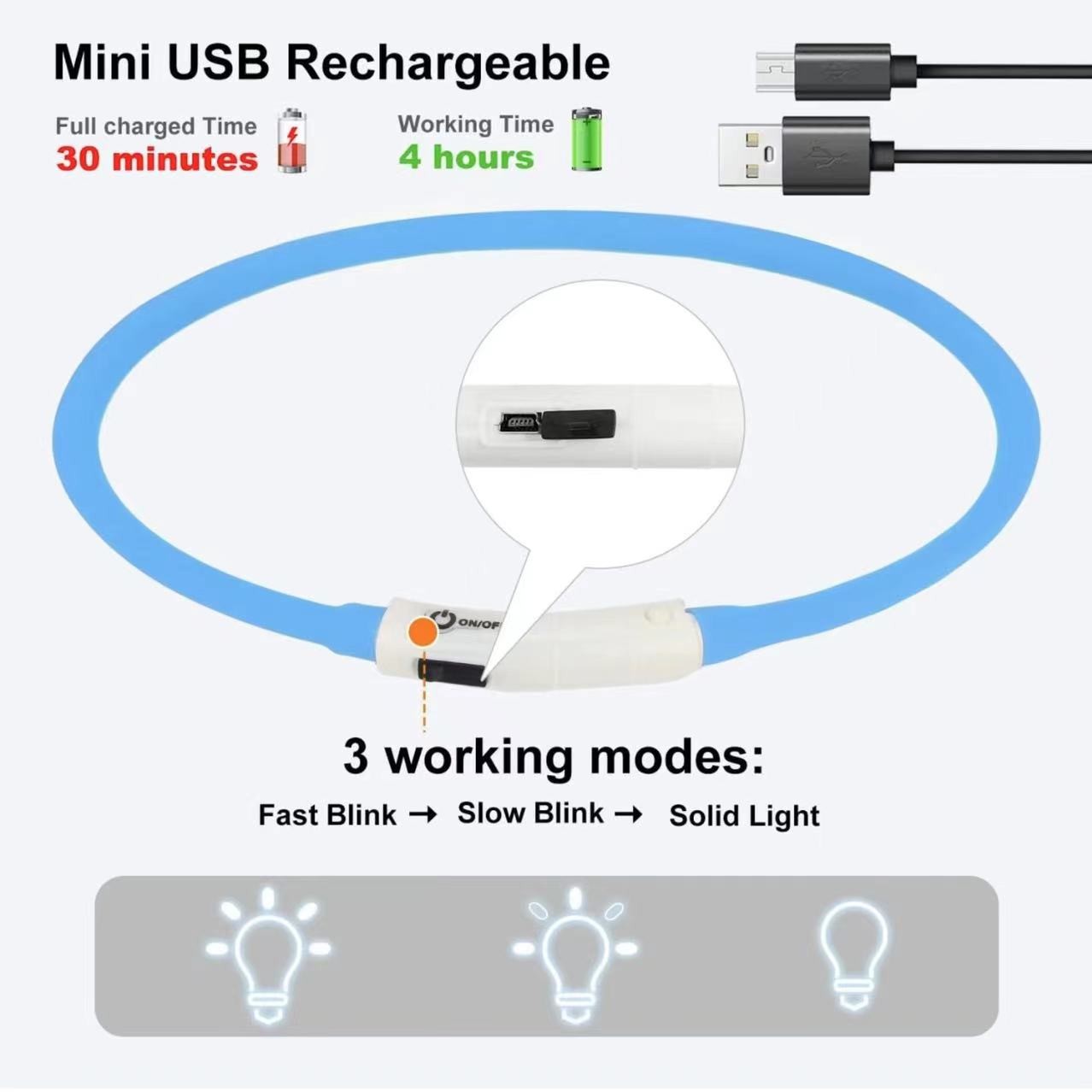 Silicone LED Dog Collar Rechar - Tech Dog Accessories のレビューと価格