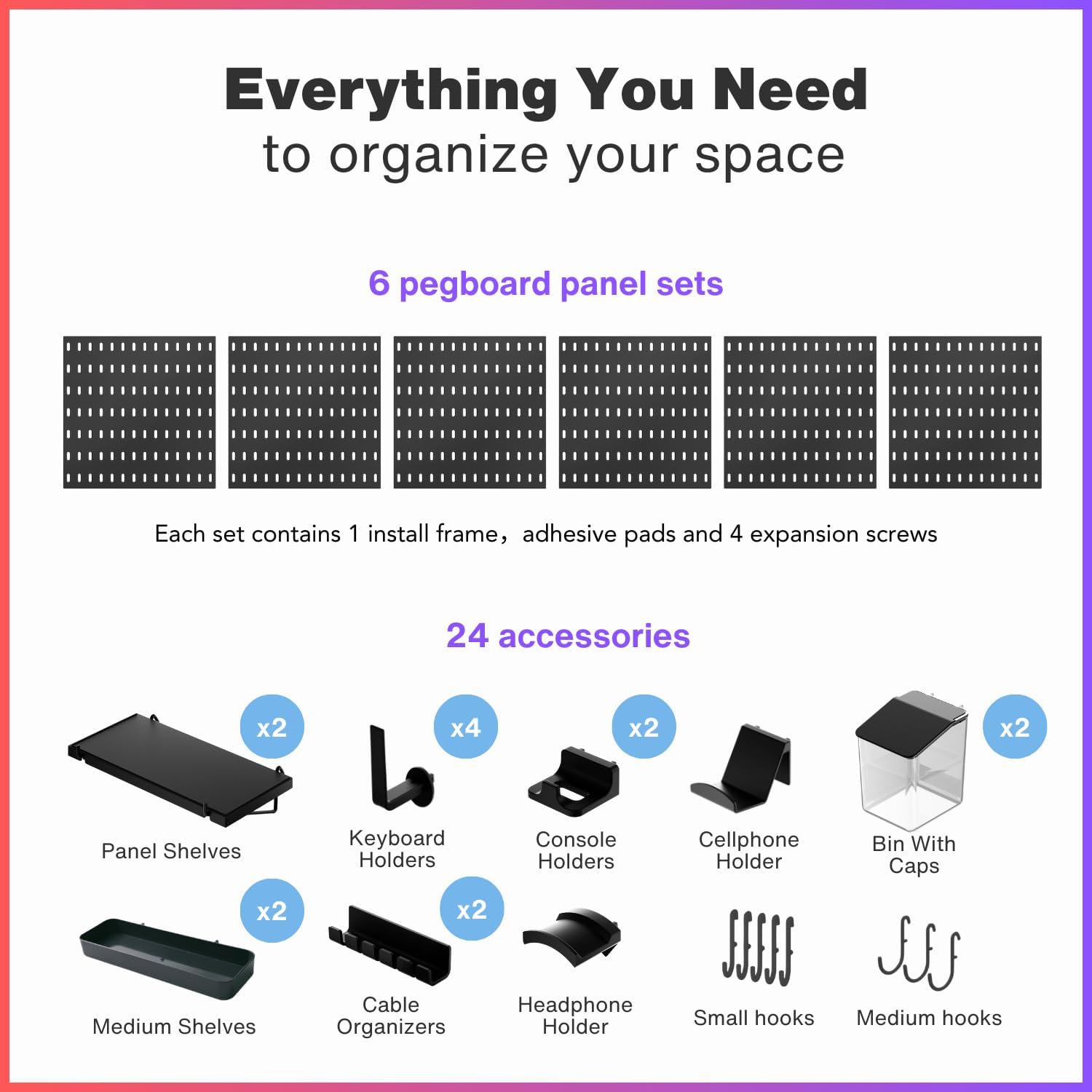 Peg Board Wall Organizer for G - Tech Accessories Images のレビューと価格