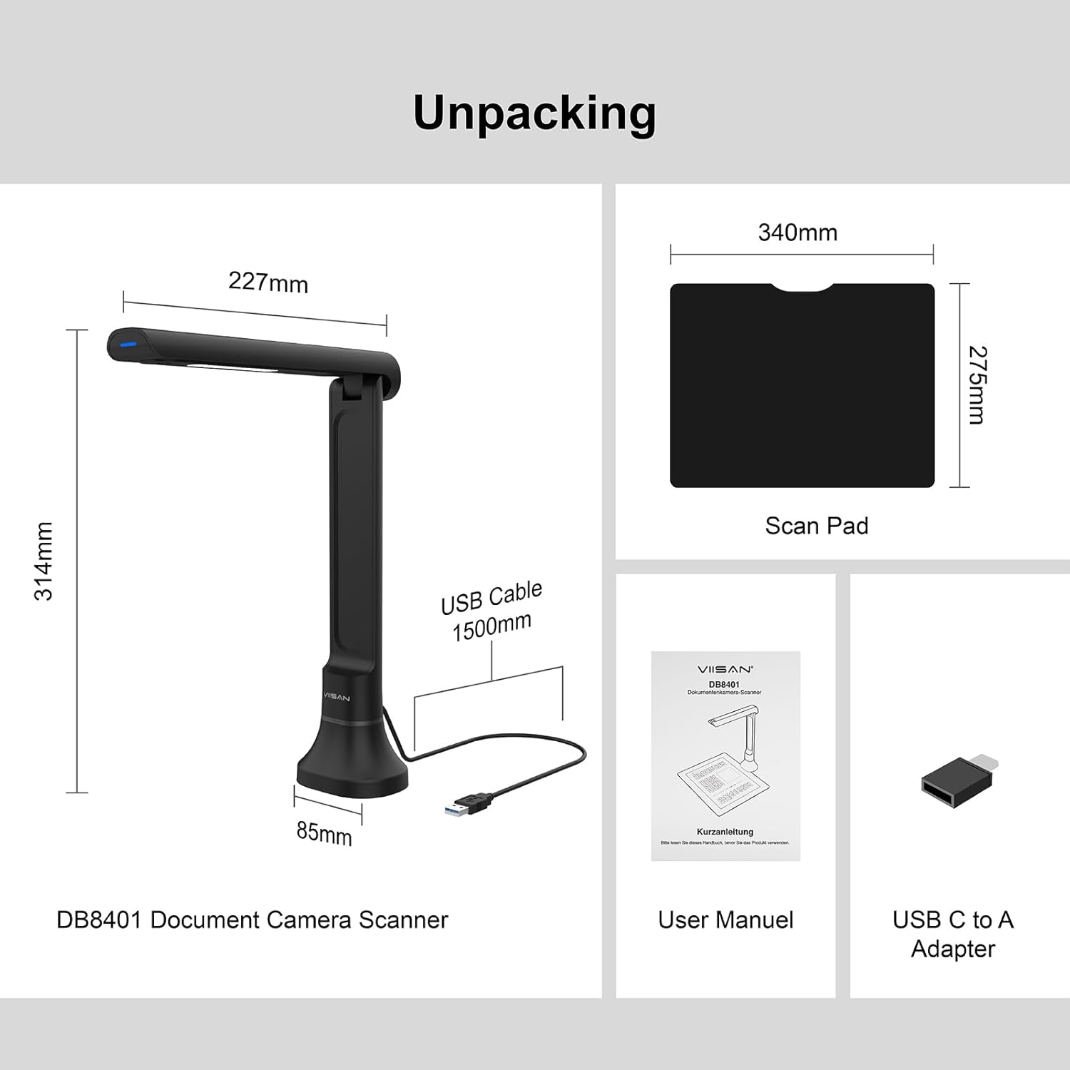 VIISAN DB8401 16MP Document Ca - Document Scanner Portable のレビューと価格
