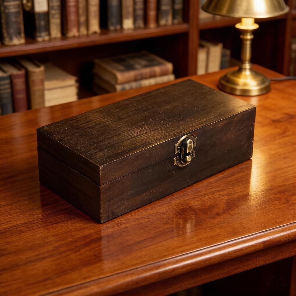 Vintage Dark Wood Storage Box  - Tech Accessories Storage のレビューと価格