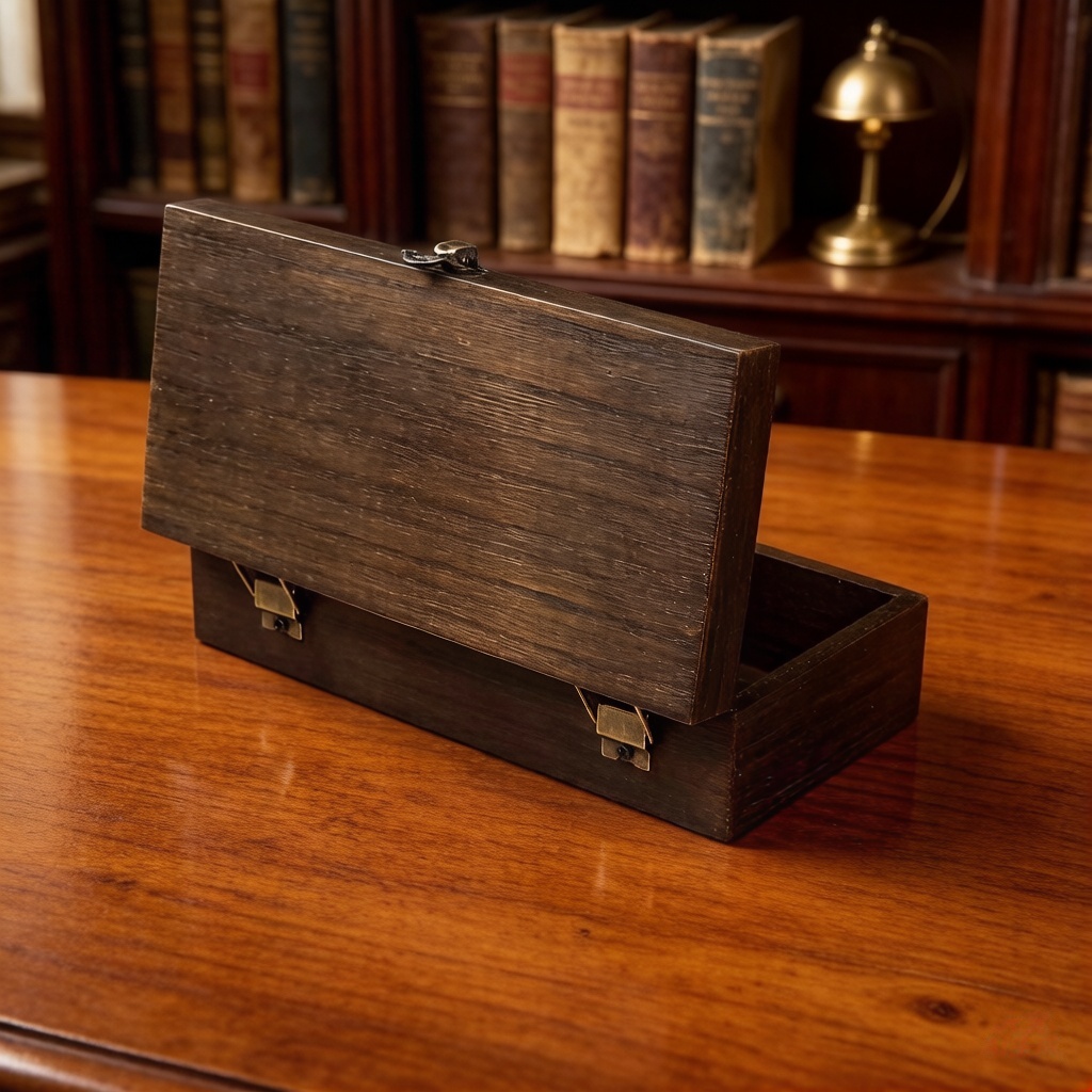 Vintage Dark Wood Storage Box  - Tech Accessories Storage のレビューと価格