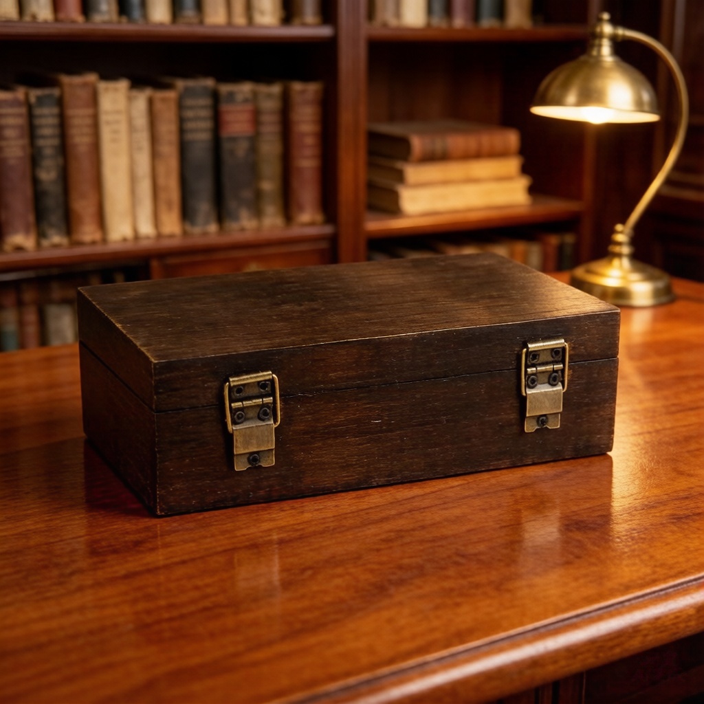 Vintage Dark Wood Storage Box  - Tech Accessories Storage のレビューと価格