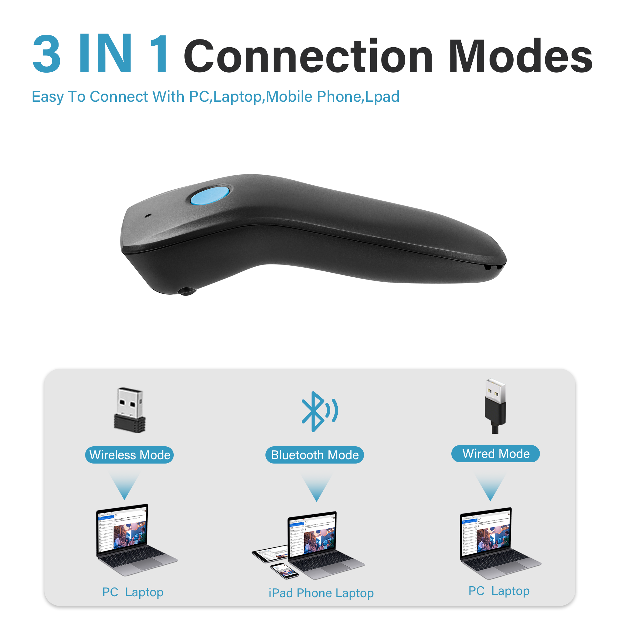 Mini 3 In 1 Bluetooth Barcode  - Document Scanner Portable のレビューと価格