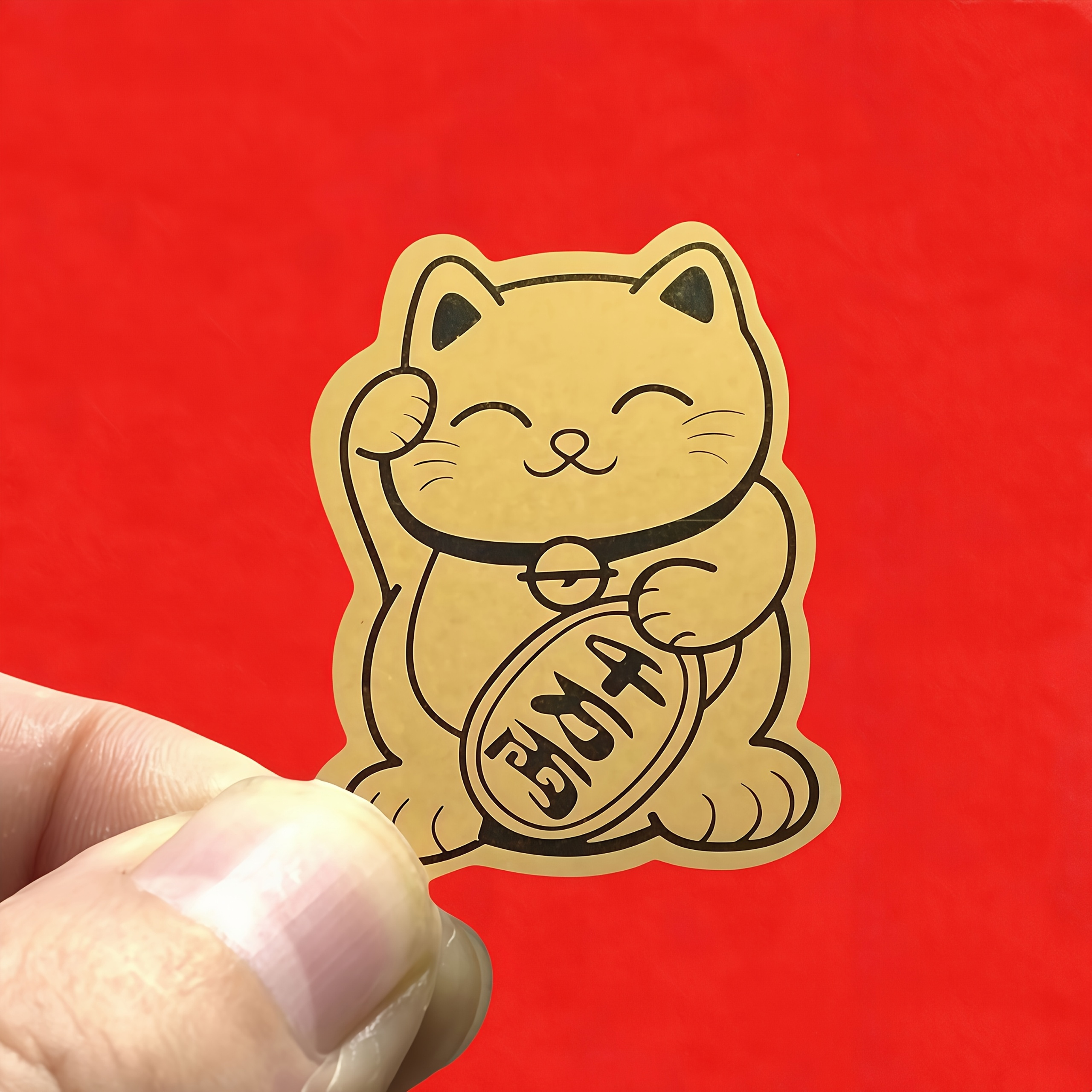 6 Gold Lucky Cat Stickers - De - Tech Accessories For A Tablet のレビューと価格